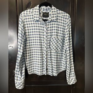 Rails Button Down Top, Blue and Gray Checkered, Size Small